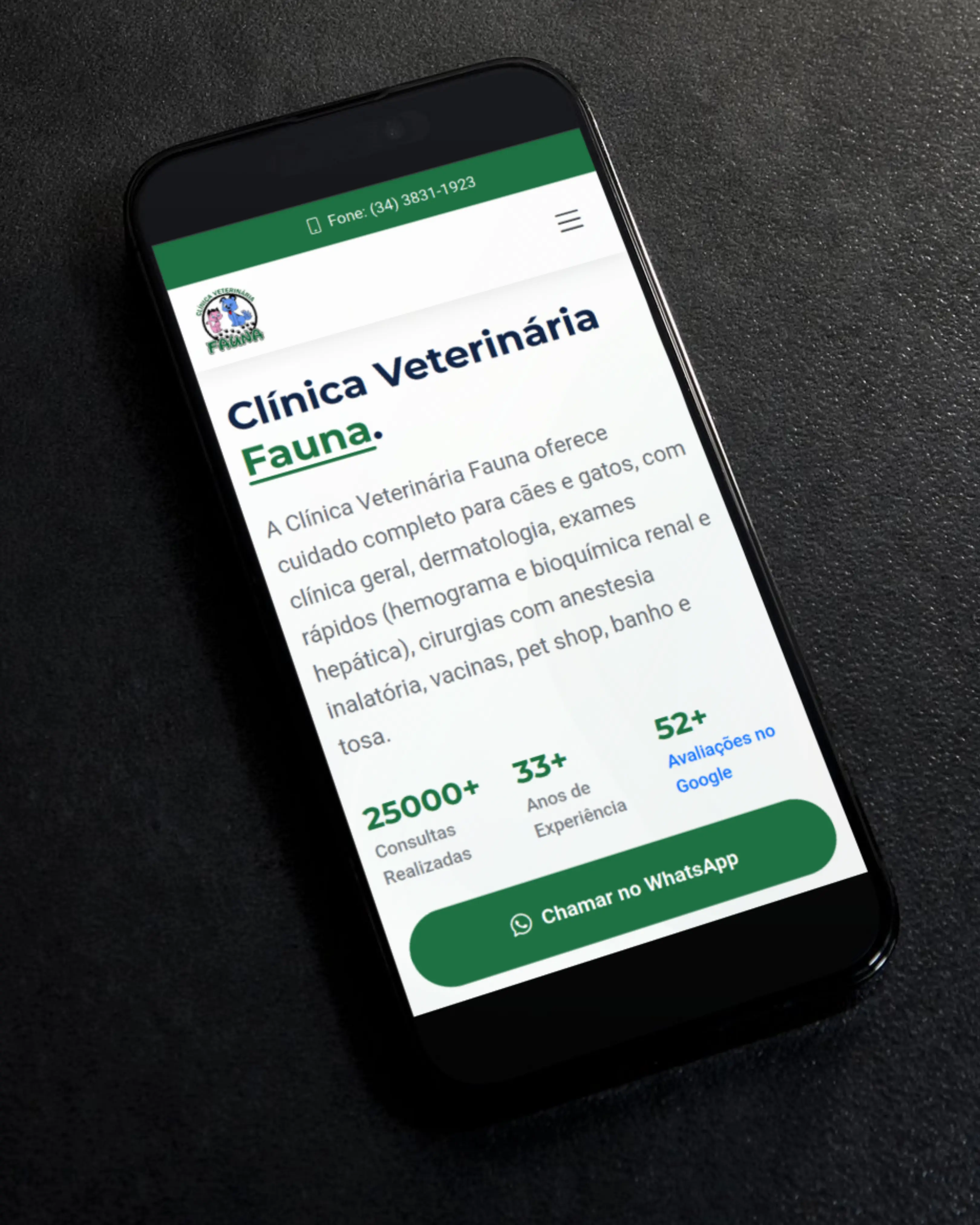 Criação de Sites - Clínica Veterinária Fauna